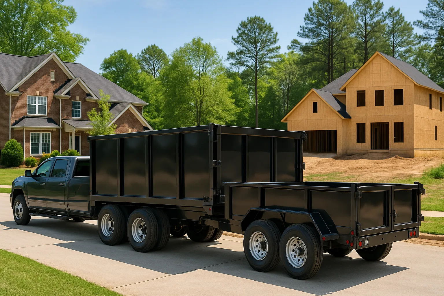Rubber tire dump trailers for rent and hauling, Travis Jordan